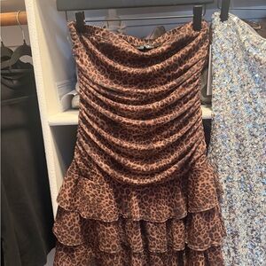 Leopard Print Strapless Dress